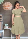 Beige Colour Latest Fancy Western Type Two Pis Top and skirts Stone Butty important Kids Wear Collection Zeel 02